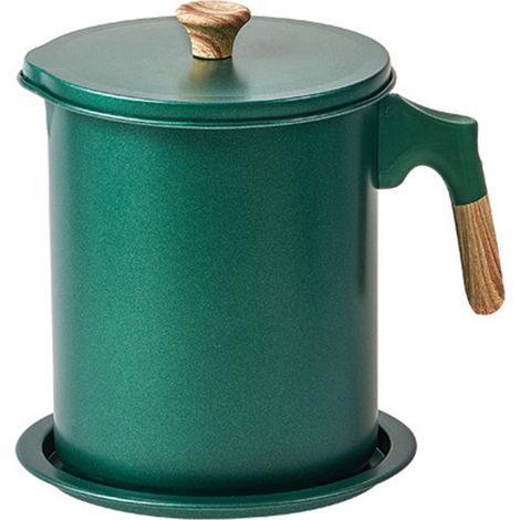 Passoire à huile 1,4L design bois - Filtre anti-rouille pour cuisine, cantine, stockage huile - Vert foncé (1/5)