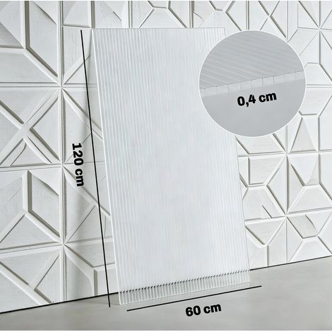 Plaques alvéolaires transparentes en polycarbonate 4 mm 120 x 60 cm, lot de 10 HOMVRA (1/5)