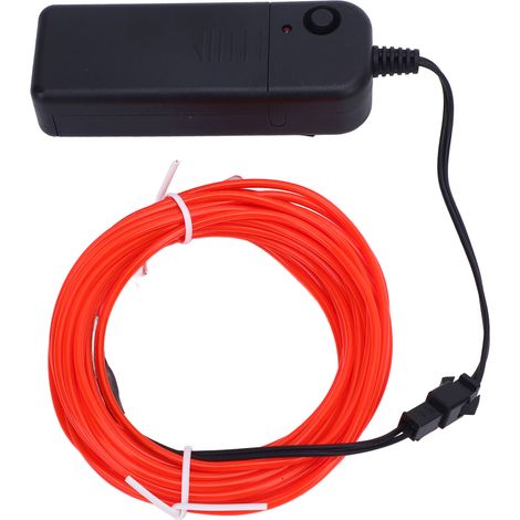 Lot de 2 fils lumineux EL rouges 5m flexibles coupeables 360° pour déco fête Halloween et soirée (1/5)
