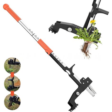Desherbeur Manuel, Désherbeurs Manuels Debout avec 4 Griffes Arrache PissenlitOutil Desherbage Mauvaise Herbe pour Le Jardin (1/5)