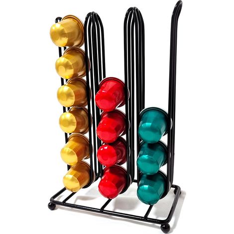 Porte-capsules de café rotatif pour Nespresso (40 capsules), support de rangement en fer noir pour 36 capsules Nespresso.
