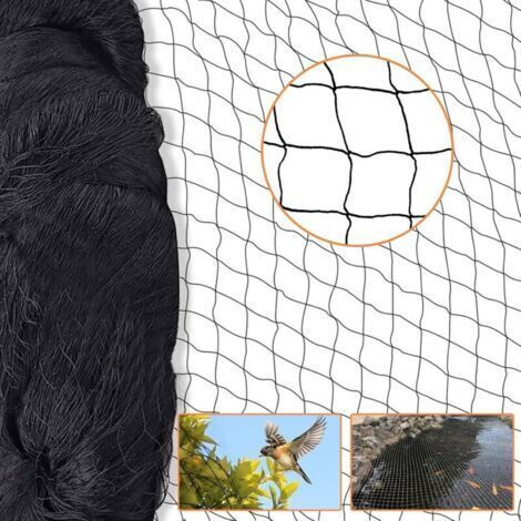 15x15m Filet Anti Oiseaux Filet Voliere - Noir Filet de Protection Mailles de 5 par 5 cm, Polyvalente Filet Poules (1/5)