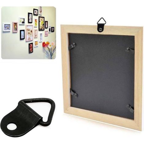 Crochets D-Ring - Fixation Sans Percer Pour Cadres Tableaux - Métal Galvanisé Noir - 10 x 21 mm - Charge Max 3 kg - Lot de 50 Pièces (1/5)