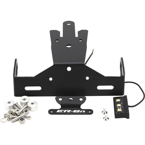 Support de plaque d'immatriculation noir pour moto, avec système de suppression du support de plaque arrière, compatible avec ER6N 2012-2016 (1/5)