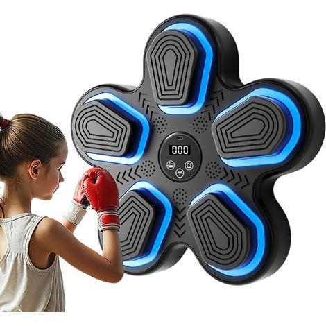 Punch Musical de Boxe, Machine de Boxe Musicale,Entraîneur de Boxe électronique Intelligent sans Fil fixé au Mur - Entraîneur de Frappe interactif, équipement de Frappe d'entraînement pour Adultes et (1/5)