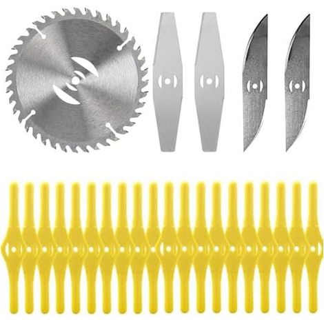 25 Ersatzklingen für Rasentrimmer, Kunststoff-Ersatzklingen für Freischneider, Zubehör für elektrische Freischneider, für Gartenschneiddraht, Klinge aus gelbem Metall - (1/5)