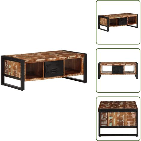 vidaXL Table basse multicolore 90x50x36 cm bois de récupération massif (1/5)