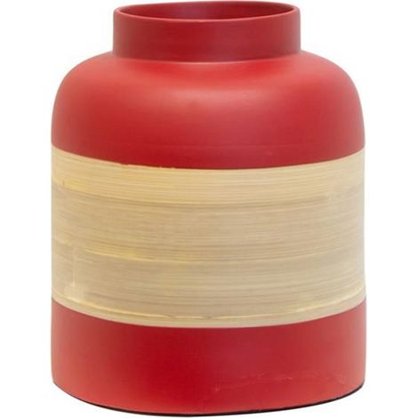 Pot Déco en Bambou "Bicolore" 22cm Rouge