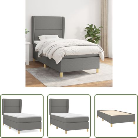 Matratze - Boxspringbett mit Matratze Dunkelgrau 100x200 cm Stoff (1/5)