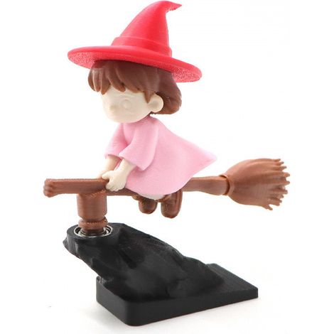 Balai de sorcier décoratif à effet de dérive amusant - Balai volant de sorcière mignon - Rose avec dos adhésif