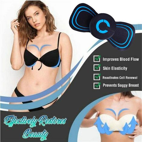 Palette de massage mammaire électrique, stimulateur de poitrine vibrant à fréquence réglable, appareil de soin buste, 2 pièces, USB rechargeable, pour raffermir et tonifier la poitrine (1/5)