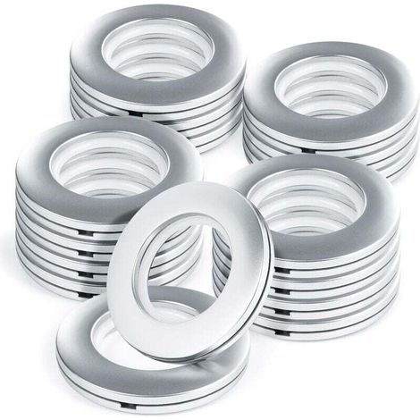 Anelli per tende, 16 pezzi, occhielli per tende, anelli rotondi in plastica, clip, diametro interno 40 mm, anelli per tende da finestra fai da te, nastro per tappetino per tenda da doccia