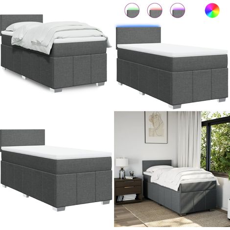 vidaXL Boxspringbett mit Matratze Dunkelgrau 80x200 cm Stoff (1/5)