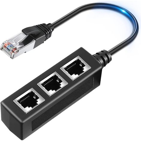 Répartiteur Ethernet RJ45 pour câble LAN, adaptateur réseau 1 vers 3, prolongateur de prise Internet pour câbles Super Cat5, Cat5e, Cat6, Cat7 et Cat8 (1/5)