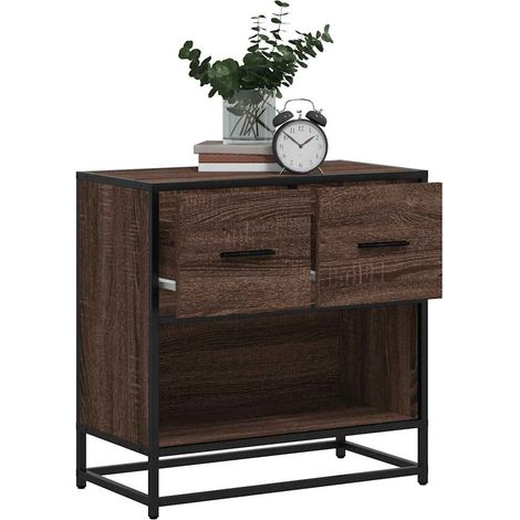 Nachttisch Braun Eichen-Optik 60x31x60 cm Holzwerkstoff Metall