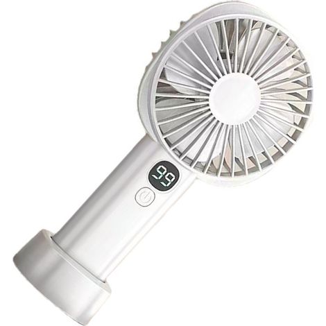 Ventilateur portable rechargeable par USB, 5 vitesses, silencieux, mini ventilateur avec indicateur de batterie, blanc (1/5)