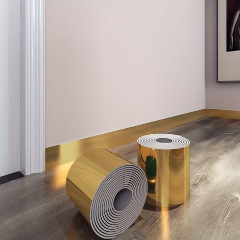 Plinthe autocollante effet miroir, Bande murale à découper – 10 cm x 500 cm – Papier peint peel-and-stick, étanche – Pour salle de bain, cuisine, chambre