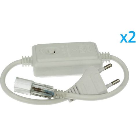 2 PZ Spine Alimentatore Trasformatore 2 Pin RGB Passo 6mm con Interruttore On Off e Controller 8 Programmi per Striscia LED 220V
