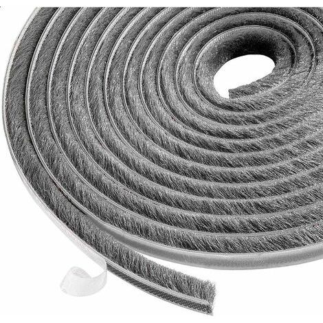 Striscia a spazzola da 6 m, guarnizione autoadesiva antivento e antipolvere per finestre e porte mobili, larghezza 9 mm x 9 mm (1/4)
