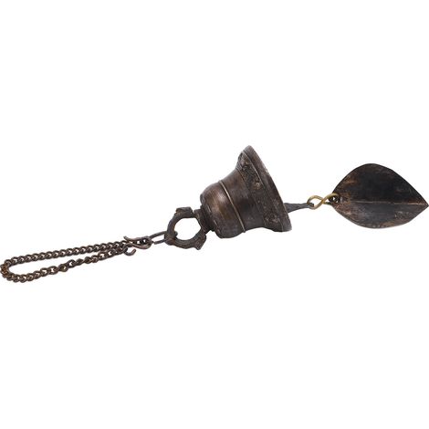 Cloche de Table Népalaise Artisanale en Cuivre et Fonte, Petit Carillon à Vent Suspendu pour Mur, Porte, Clôture, Pilier, 4,5x5,5 cm (1/5)