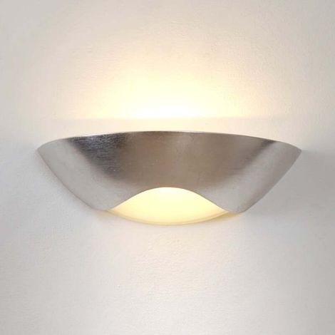 [NEUWERTIG] B-Ware Holländer Wandleuchte Matteo Curve LED Lampe dimmbar blattsilber weiß 36,5x10cm (1/2)