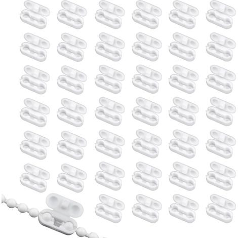 40 Pièces Raccord Chainette Store, Connecteurs de Chaîne de Store Enrouleur, Clips de Connecteur de Chaîne à Billes en Plastique Blanc, Idéal pour Store Vertical, Store Enrouleur et Romain (1/5)