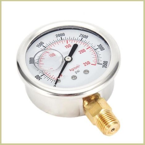 1 Manomètre pression carburant, Acier inoxydable, 0-3500 PSI, Connecteur laiton 1/4 NPT, Moteurs hautes performances (1/4)