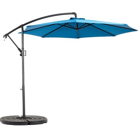 Parasol déporté 10 pieds inclinable avec manivelle, toile polyester imperméable UPF50+, 8 baleines acier, grande ombre pour jardin et piscine – CHICFURN (1/5)