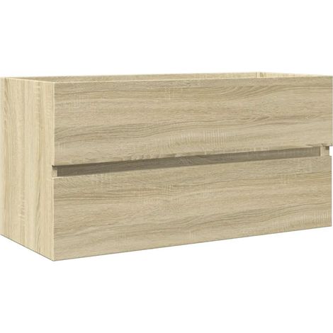 Armoire d'évier murale gain de place design moderne salle de bain 90 x 38 x 45 cm en bois d'ingénierie chêne sonoma
