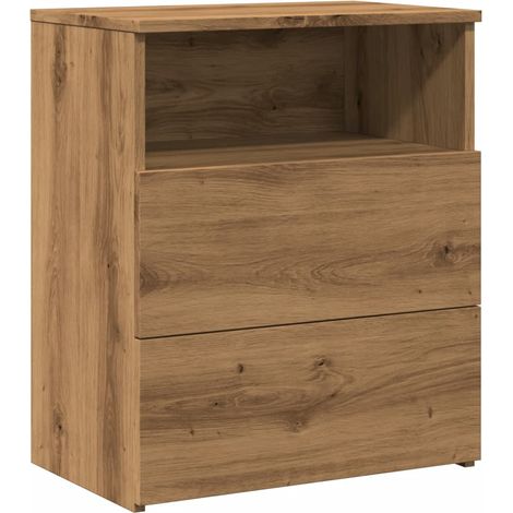 Comodino con due cassetti e ripiano 50 x 32 x 60 cm in derivati del legno color rovere DEC033533