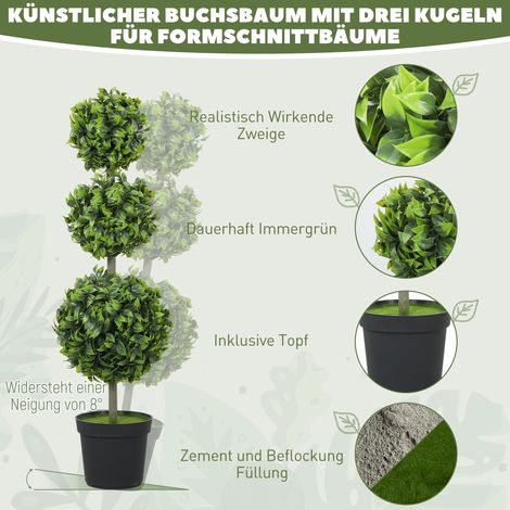 Pot de plantes factices, feuillage en plastique, substrat floqué vert (1/4)