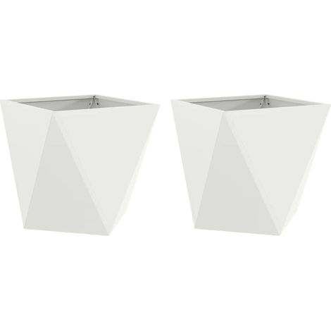 Maison Exclusive - Pflanzkübel 2 pcs Weiß 50 x 50 x 50 cm Stahl