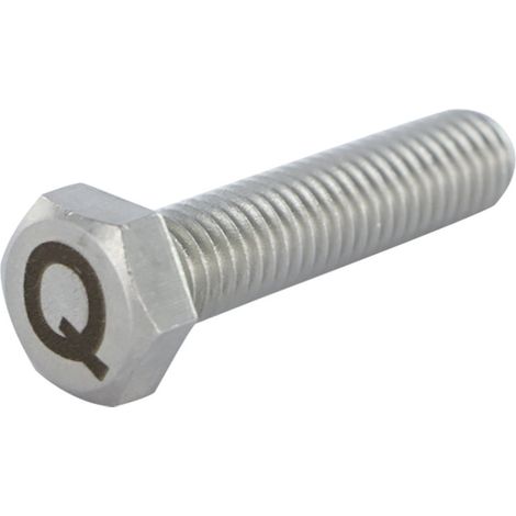 Vis métaux Tête hexagonale TH 8X35 Inox A4 Gravure LETTRE "Q"-1 pièce