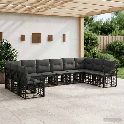 Conjunto de sofás de exterior 10 pcs Negro y Gris oscuro (1/5)