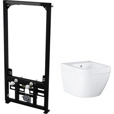Alca Untergestell-Set für Wand-Bidet + Grohe Wand-Bidet, Alpinweiß (SetBidetGrohe-1)