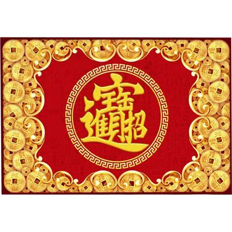 Red Door Mat Non Slip Crystal Velvet Welcome Mat for Festival New Year Decoration 60x90cm (1/2)
