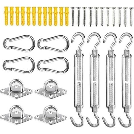 Sun Shade Fixing Kit with stainless steel buckles for awnings and doors.