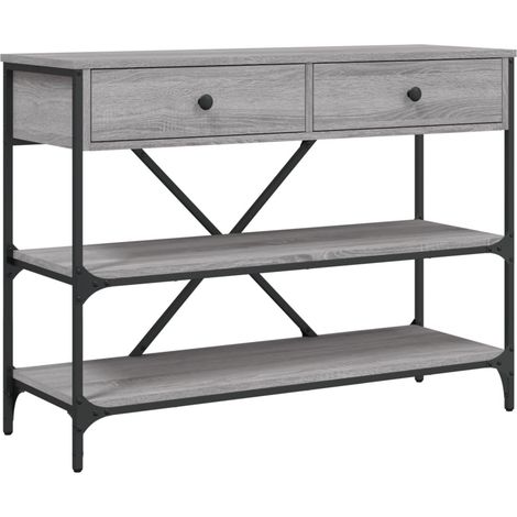 Table console avec tiroirs et étagères 100 x 34,5 x 75 cm en bois d'ingénierie gris DEC031636