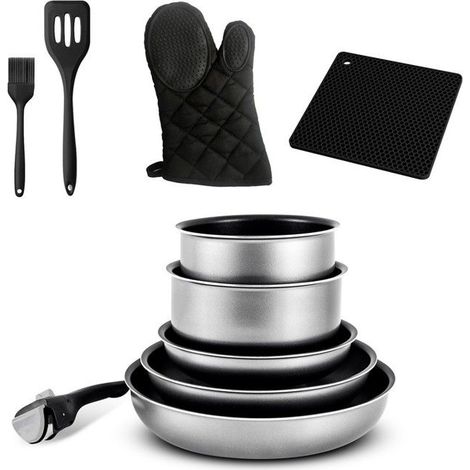 Batterie De Cuisine 10 Pcs Aluminium Anti Adhésif Tfi Titane10 Kitchencook (1/5)