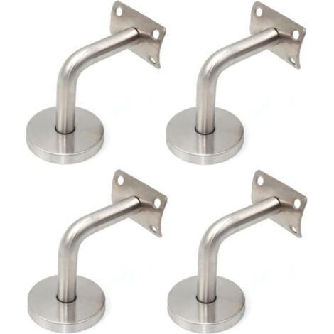 4 Pièces Supports de Rampe d'escalier en Acier Inoxydable Balustrade Murale Support de Tube 90° Supports de Main Courante pour Fixation Murale Escalier Support Mural de Garde-Corps Supports Muraux