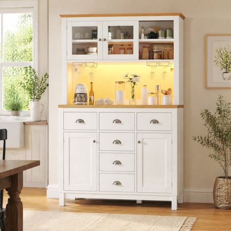 Meuble d'entrée multifonction 100 x 40 cm MDF naturel LED miroir gain de place - CHICFURN (1/5)