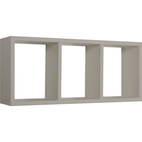 Mensola Rettangolare 3 Scomparti da Parete 70x30x15.5 cm in Fibra di Legno Tristano Marrone Talpa (1/5)