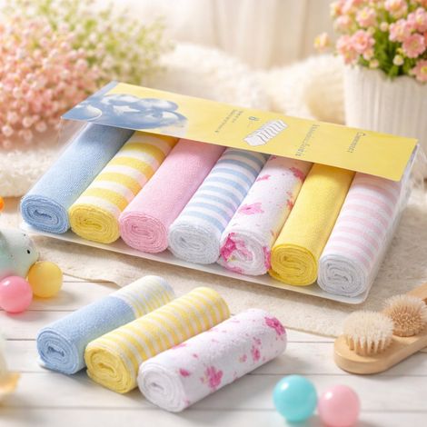 Ensemble de 8 gants de toilette et serviettes pour le visage – Microfibre douce / Coton – Multifonctionnels pour bébé et visage – 20 × 20 cm (1/4)