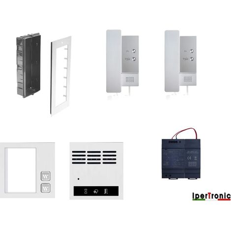 Kit citofono da incasso Bifamiliare 2 fili professionale 2 tasti