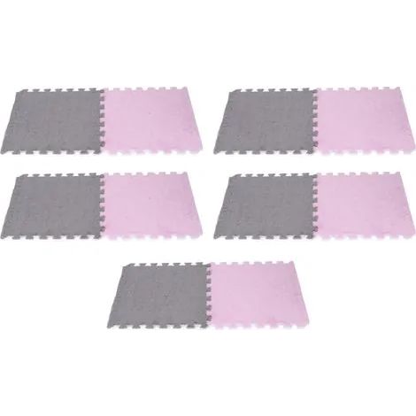 Tapis de sol emboîtable en mousse pelucheuse, doux et antidérapant, découpable, pour salon et chambre à coucher, gris, 5 pièces, violet, 5 pièces (1/3)