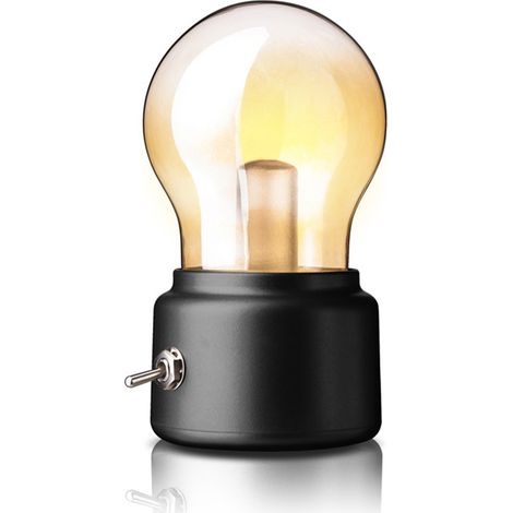 Vintage-Nachtlicht mit Energiesparlampe, Retro-Tischlampe, Nachttischlampe, Kippschalter aus Metall, Lampenschirm aus Glas, dekorative LED-Lampe (1/2)