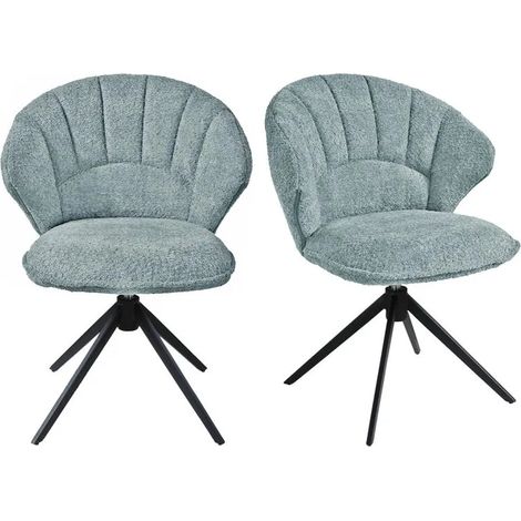 Lot 2 chaises coquillage rotatives 180° tissu bouclette bleu - TISSAIA (1/5)