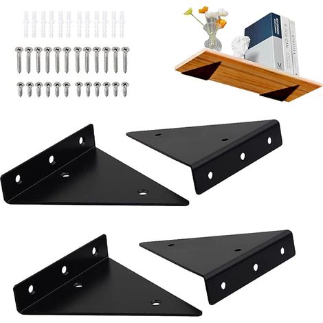 Set mit 4 dreieckigen Regalträgern, schwebenden Eisenregalen, offenen Metallträgern (Selbstmontage erforderlich). – AquaForge