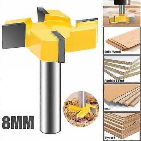 Fraise à surfacer 4 pour bois, pour défonceuse, queue de 51 mm, diamètre 8 mm, jaune (1/5)