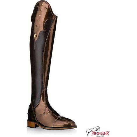 35, Rote Farbe: Reitstiefel aus Lackleder Modell Victoria mit Rückenreißverschluss und Lacklederdekoration mit Swarovski (1/4)